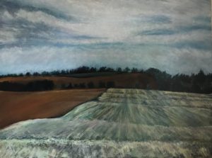 Nature acrylic painting of landscape on route 65 near Mendon Western New York State