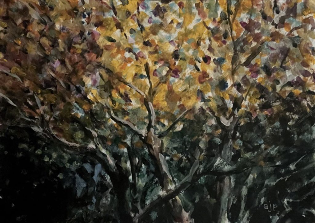 ajperriello.com: Nature landscape painting of autumn colors by artist Alessandro James Perriello