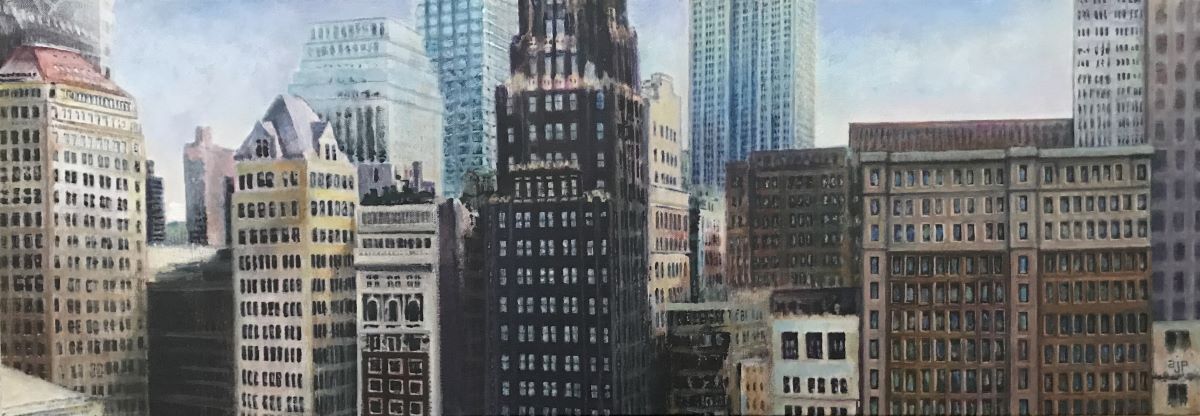 ajperriello.com: painting of West 40th Street, Bryant Park, Manhattan, for ajperriello website launch welcome post