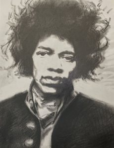 Figurative drawing of Jimi Hendrix musician